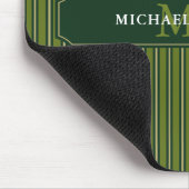 Olive & Dark Green Stripes Your Name and Initials Muismat (Hoek)