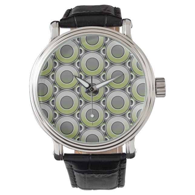 Olive donut met grijze tracks horloge (Voorkant)