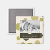 Olive Dot Print geboorte aankondiging Magneet (Voorkant / Achterkant)