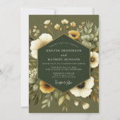 Olive Earthy Botanical Wedding Kaart (Voorkant)