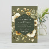 Olive Earthy Botanical Wedding Kaart (Staand voorkant)