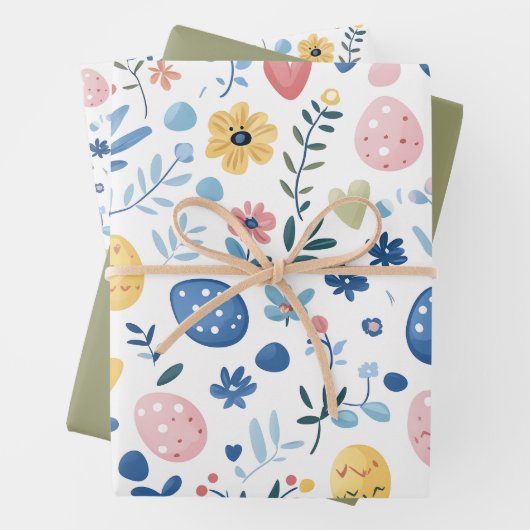 Olive Easter Wrapping Paper Sheet Set – 19 "x29" (In situ)