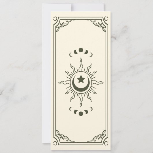 Olive Elegant Tarot Kaart Wedding Menu (Achterkant)