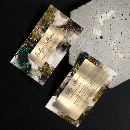 Olive Emerald Green Glitter Waterverf Gold Foil Visitekaartje