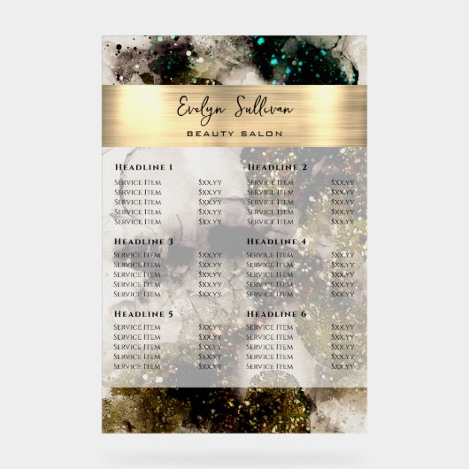 Olive Emerald Green Waterverf prijslijst Acryl Bord (Voorkant)