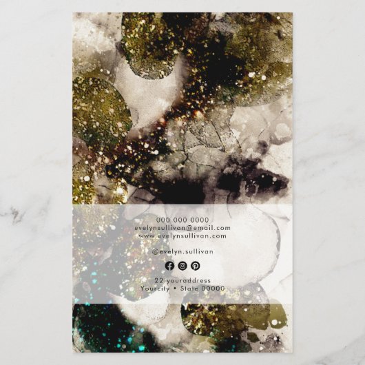 Olive Emerald Green Waterverf prijslijst Flyer (Achterkant)