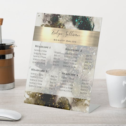 Olive Emerald Green Waterverf prijslijst Reclamebord Met Voetstuk (Insitu)