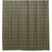 Olive en Sage Green Gingham Plaid Patterned Douchegordijn (Voorkant)