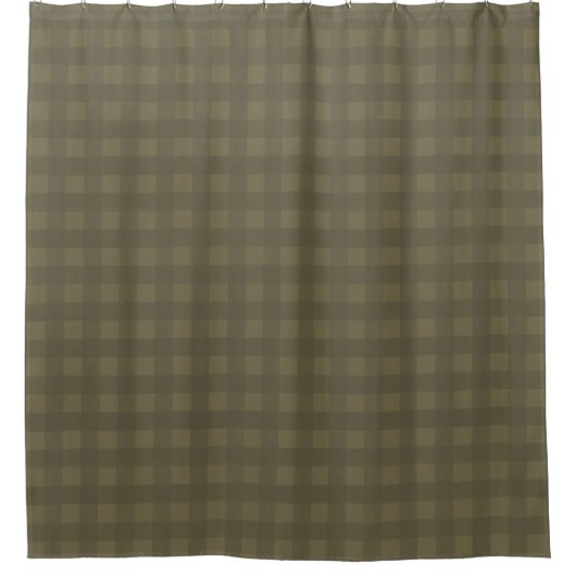 Olive en Sage Green Gingham Plaid Patterned Douchegordijn (Voorkant)