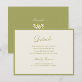 Olive Estate Calligraphy Huwelijks QR Details Card Informatiekaartje