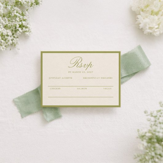 Olive Estate Calligraphy Huwelijks RSVP Kaart