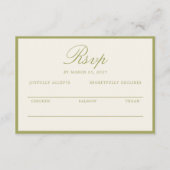 Olive Estate Calligraphy Wedding RSVP Card Informatiekaartje (Voorkant)