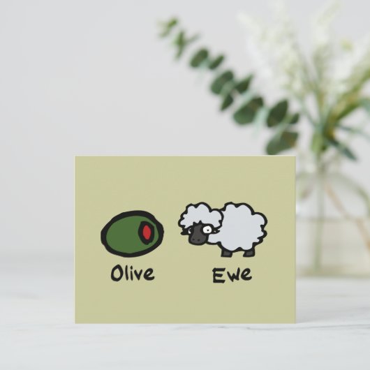 Olive Ewe Briefkaart (Staand voorkant)
