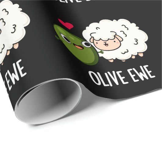 Olive Ewe Funny Love Pun Dark BG Cadeaupapier (Rol Hoek)