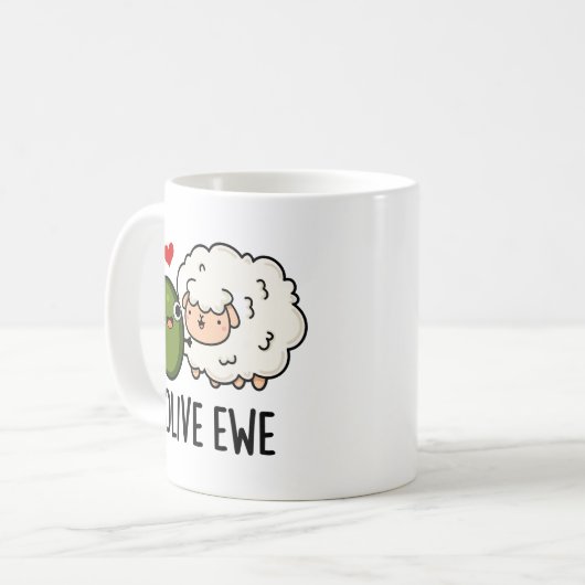 Olive Ewe Funny Love Pun Koffiemok (Voorkant links)