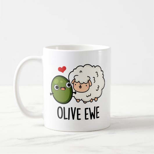 Olive Ewe Funny Love Pun Koffiemok (Links)
