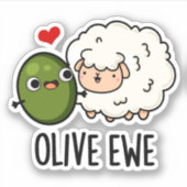 Olive Ewe Funny Love Pun Sticker (Voorkant)