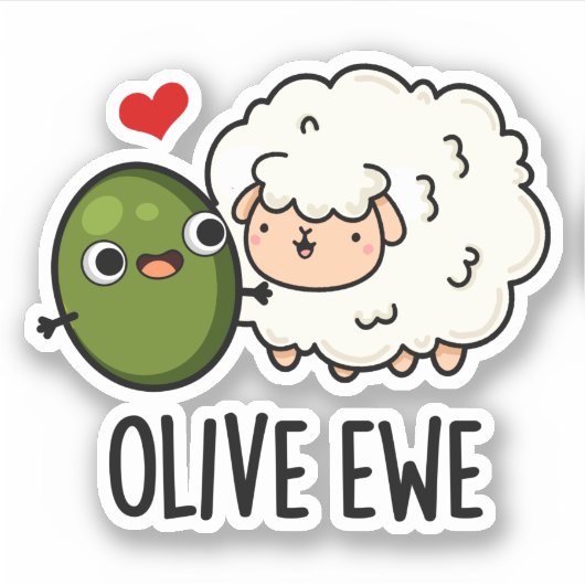 Olive Ewe Funny Love Pun Sticker (Voorkant)