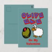 Olive Ewe, ik hou van je Cartoon Valentijn Briefka Briefkaart (Voorkant / Achterkant)