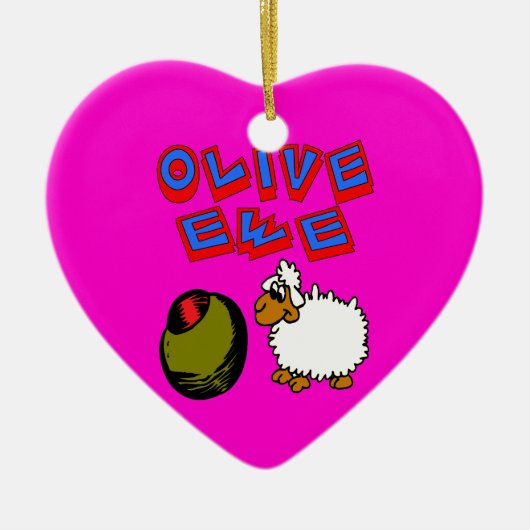 Olive Ewe, ik hou van je Keramisch Ornament (Voorkant)