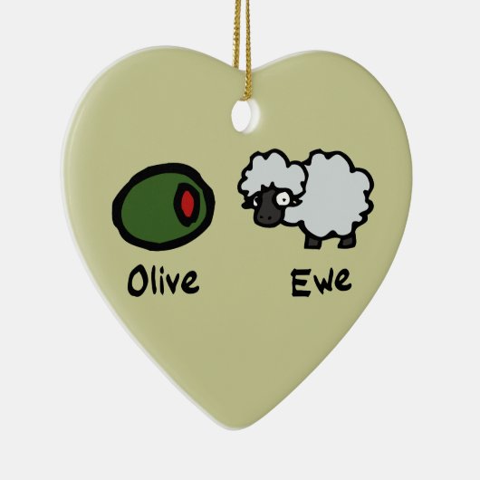 Olive Ewe Keramisch Ornament (Rechts)