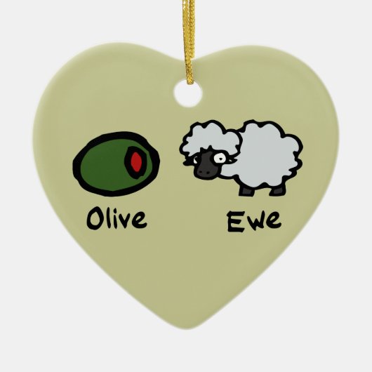 Olive Ewe Keramisch Ornament (Voorkant)