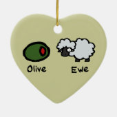 Olive Ewe Keramisch Ornament (Achterkant)