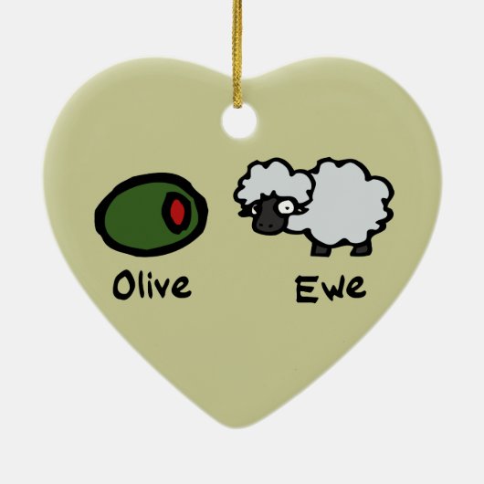 Olive Ewe Keramisch Ornament (Achterkant)