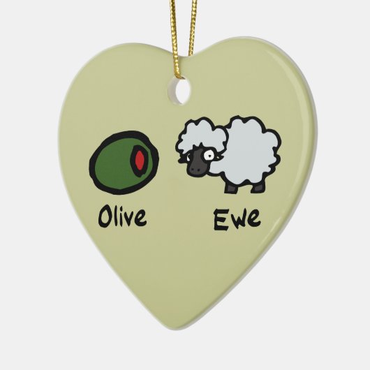 Olive Ewe Keramisch Ornament (Links)
