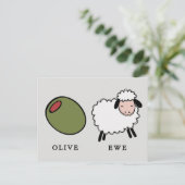 Olive Ewe Love Puns Briefkaart (Staand voorkant)
