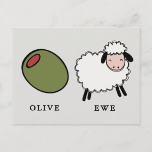 Olive Ewe Love Puns Briefkaart