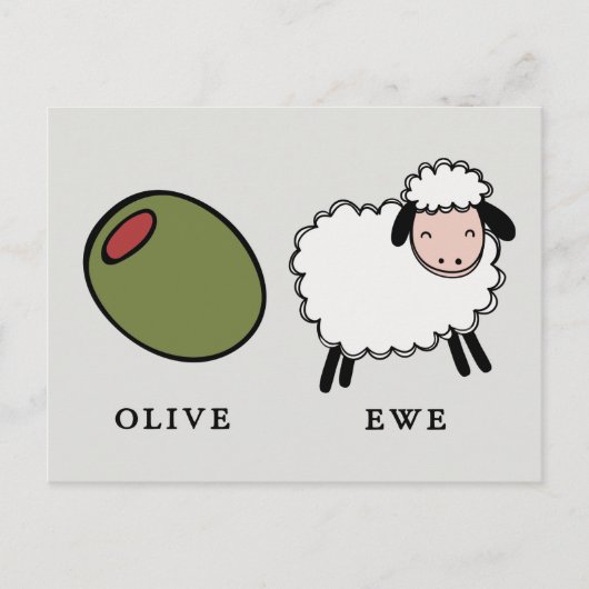Olive Ewe Love Puns Briefkaart (Voorkant)