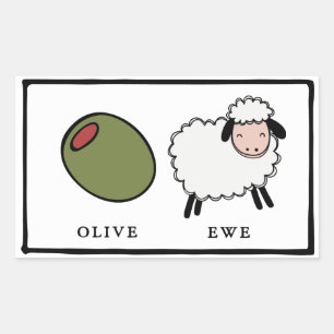 Olive Ewe Love Puns Rechthoekige Sticker
