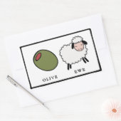 Olive Ewe Love Puns Rechthoekige Sticker (Envelop)