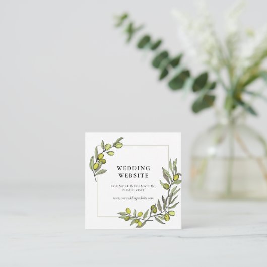 Olive filialen lijst bruiloft informatiekaartje (Staand voorkant)