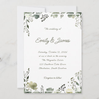 Olive Floral Wedding Kaart