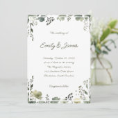 Olive Floral Wedding Kaart (Staand voorkant)