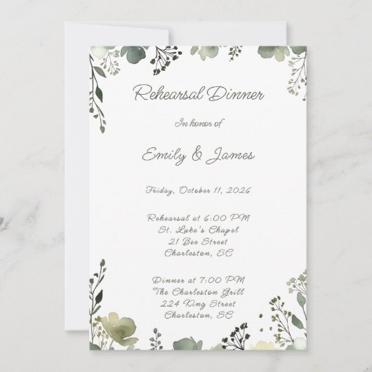 Olive Floral Wedding Kaart (Voorkant)