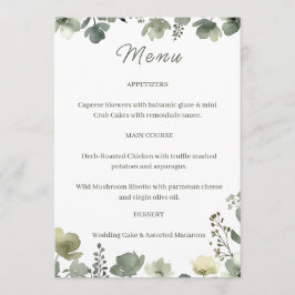 Olive Floral Wedding Menu