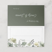 Olive Floral Wedding Plaatskaartje (Buitenkant ongevouwen)