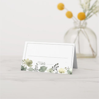 Olive Floral Wedding Plaatskaartje