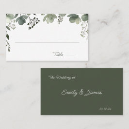 Olive Floral Wedding Plaatskaartje