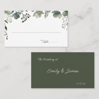 Olive Floral Wedding Plaatskaartje