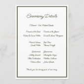 Olive Floral Wedding Programmakaart (Achterkant)
