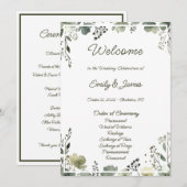Olive Floral Wedding Programmakaart (Voorkant / Achterkant)
