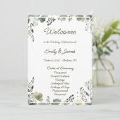Olive Floral Wedding Programmakaart (Staand voorkant)