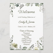 Olive Floral Wedding Programmakaart (Voorkant)