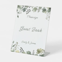 Olive Floral Wedding Reclamebord Met Voetstuk