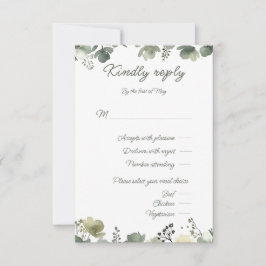 Olive Floral Wedding RSVP Kaartje