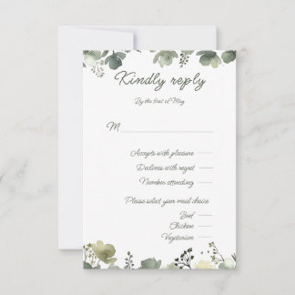 Olive Floral Wedding RSVP Kaartje